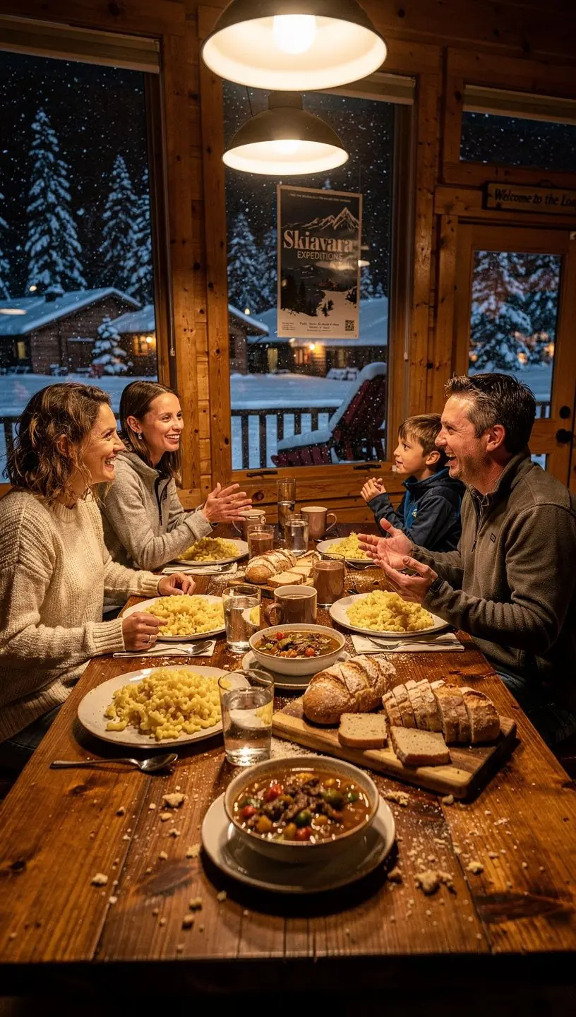 Zimowy krajobraz górski z ośnieżonymi stokami narciarskimi.
