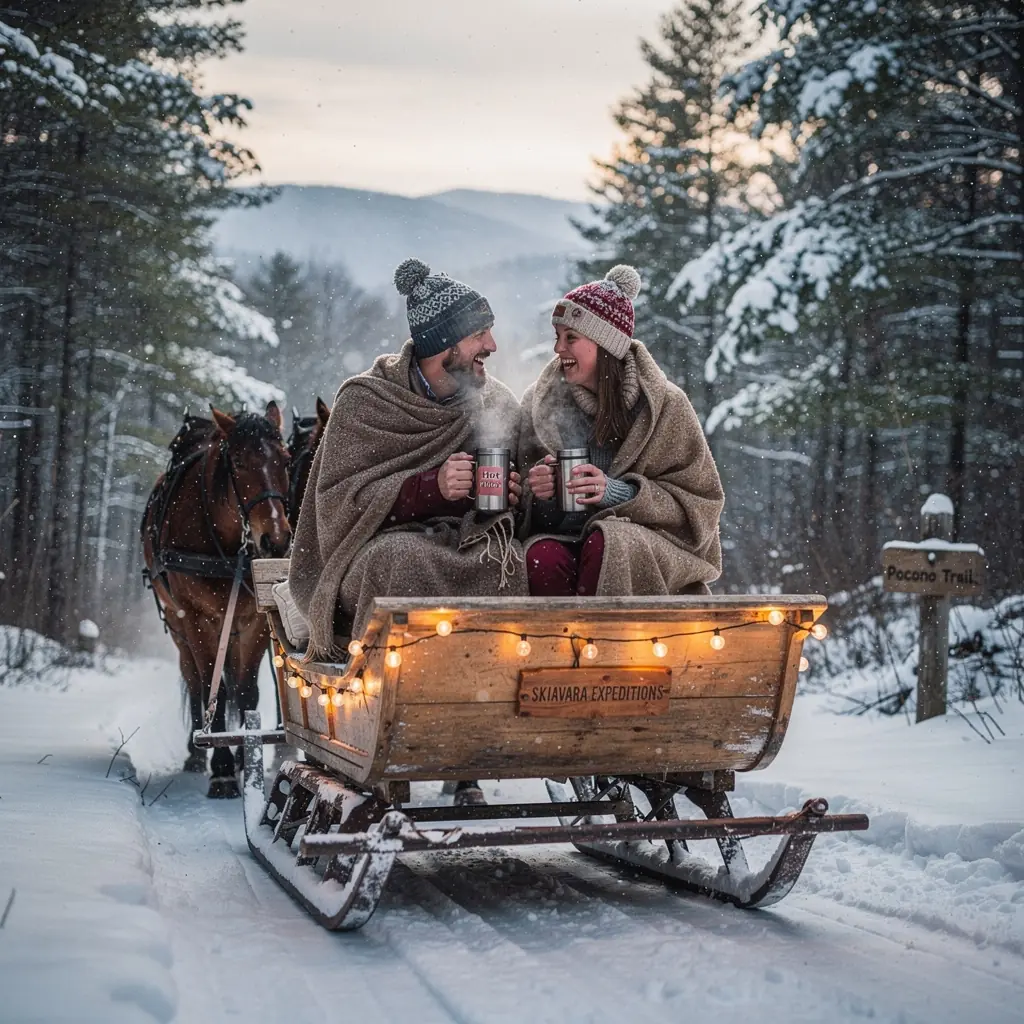 Widok na kolorowe sprzęty narciarskie przygotowane do wynajmu w ośrodku.