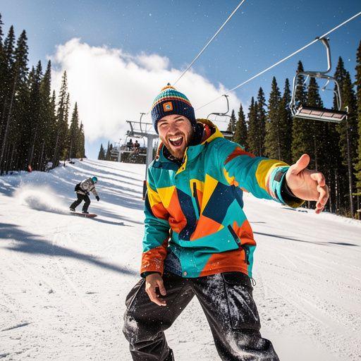 Zimowy ośrodek narciarski z widokiem na góry i niebo.